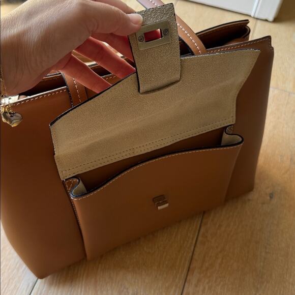 Italian Made Leather Work Tote Satchel | Structured Top Handle | Brown Floto - Picture 10 of 12